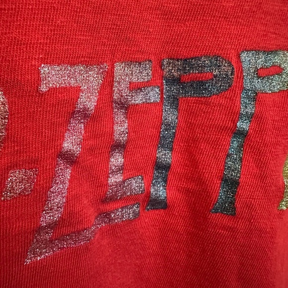 Vtg Ladies Unisex 1970s Rainbow Glitter Led Zeppelin Red T Shirt Sz S/M*READ - Picture 3 of 11